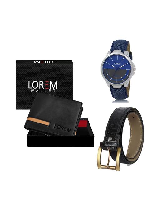 belt, wallet & watch leatherette gift combo - 19247109 - Very Small Image - 1