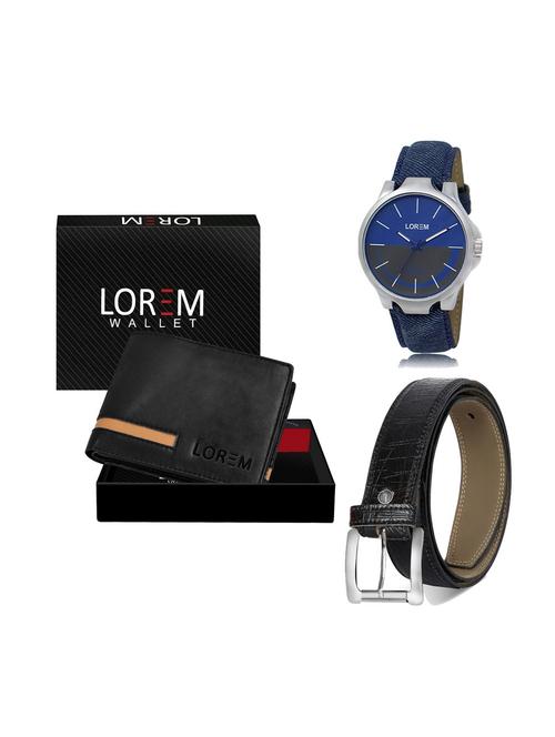 belt, wallet & watch leatherette gift combo - 19247110 - Very Small Image - 1