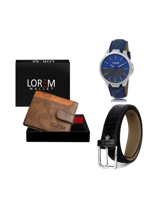 belt, wallet & watch leatherette gift combo - 19247125 - Very Small Image - 1