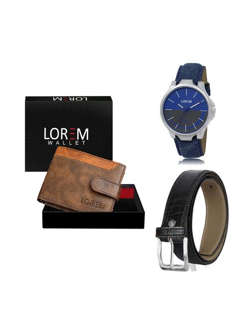 belt, wallet & watch leatherette gift combo - 19247126 - Very Small Image - 1