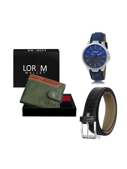 belt, wallet & watch leatherette gift combo - 19247138 - Very Small Image - 1