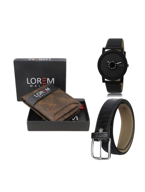 belt, wallet & watch leatherette gift combo - 19247160 - Very Small Image - 1