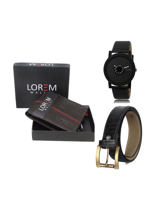 belt, wallet & watch leatherette gift combo - 19247169 - Very Small Image - 1