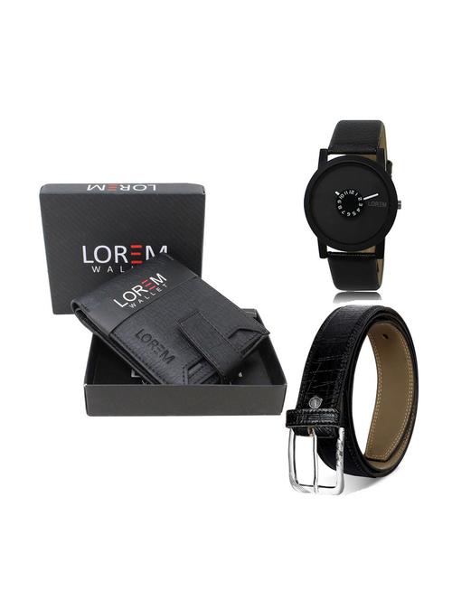 belt, wallet & watch leatherette gift combo - 19247179 - Very Small Image - 1