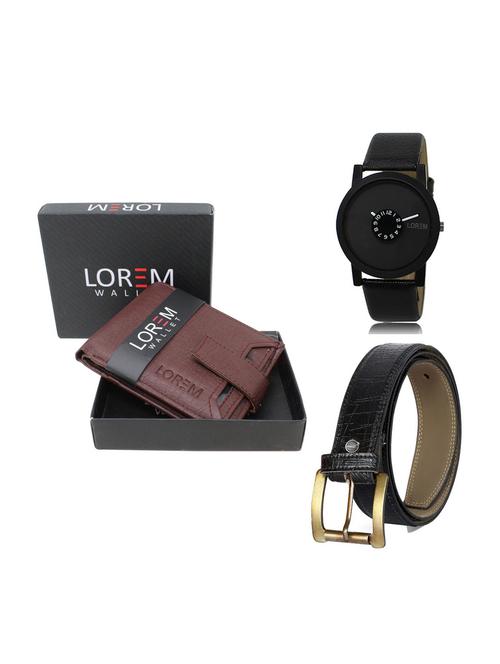 belt, wallet & watch leatherette gift combo - 19247181 - Very Small Image - 1