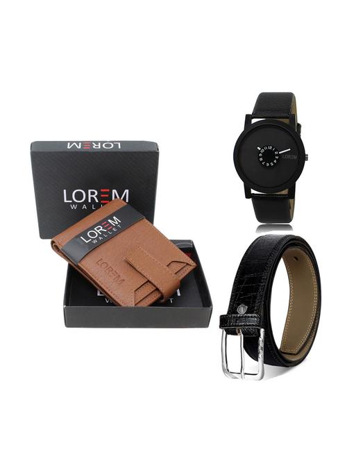 belt, wallet & watch leatherette gift combo - 19247191 - Very Small Image - 1