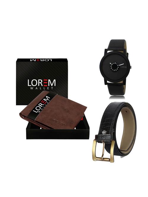 belt, wallet & watch leatherette gift combo - 19247199 - Very Small Image - 1