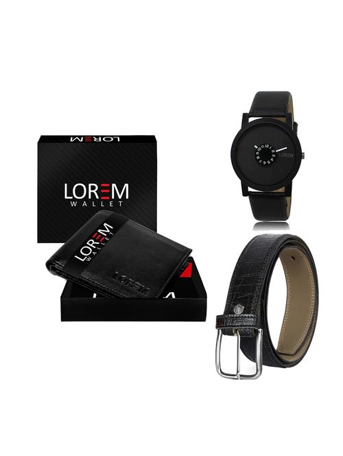 belt, wallet & watch leatherette gift combo - 19247220 - Very Small Image - 1