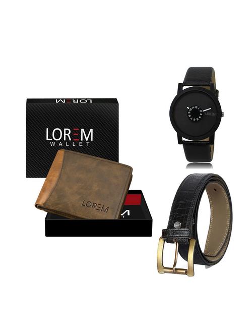 belt, wallet & watch leatherette gift combo - 19247283 - Very Small Image - 1
