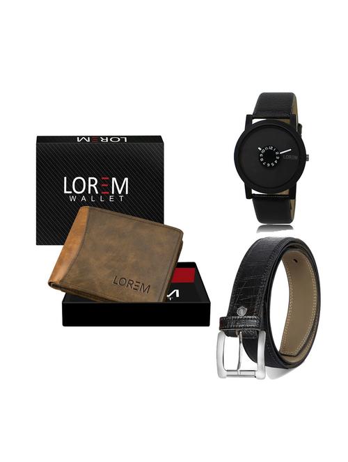 belt, wallet & watch leatherette gift combo - 19247284 - Very Small Image - 1