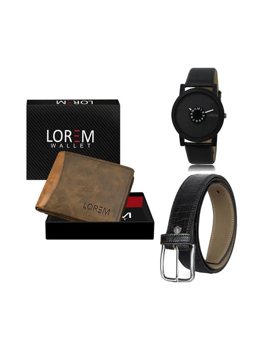 belt, wallet & watch leatherette gift combo - 19247286 - Very Small Image - 1