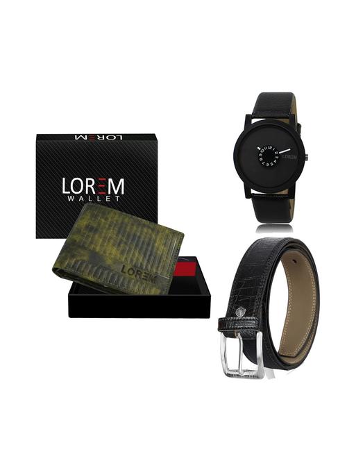 belt, wallet & watch leatherette gift combo - 19247312 - Very Small Image - 1