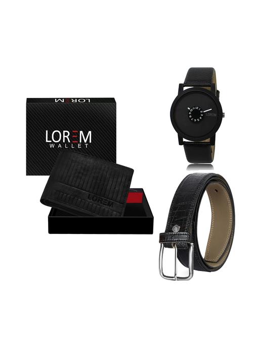 belt, wallet & watch leatherette gift combo - 19247316 - Very Small Image - 1