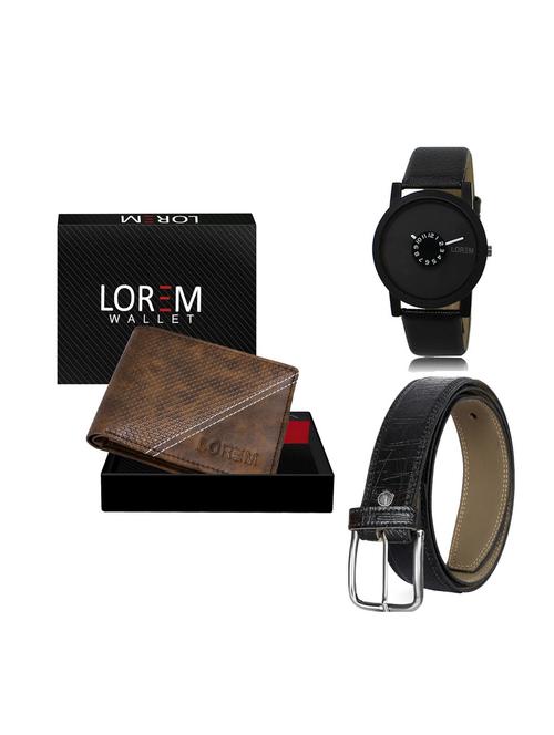 belt, wallet & watch leatherette gift combo - 19247322 - Very Small Image - 1