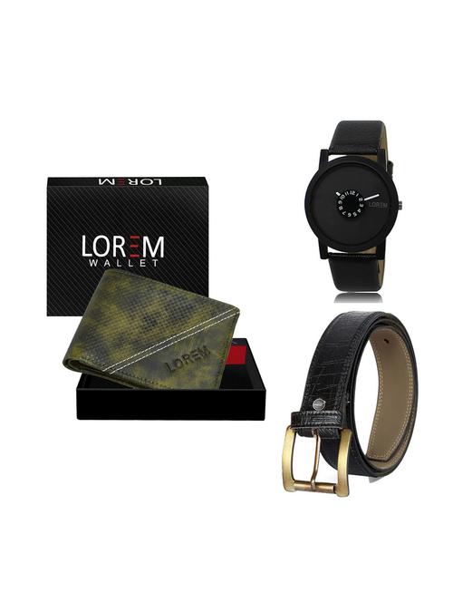 belt, wallet & watch leatherette gift combo - 19247331 - Very Small Image - 1