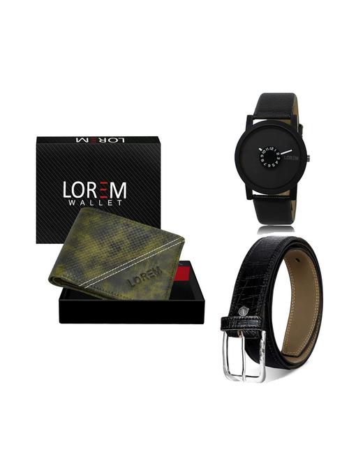 belt, wallet & watch leatherette gift combo - 19247335 - Very Small Image - 1