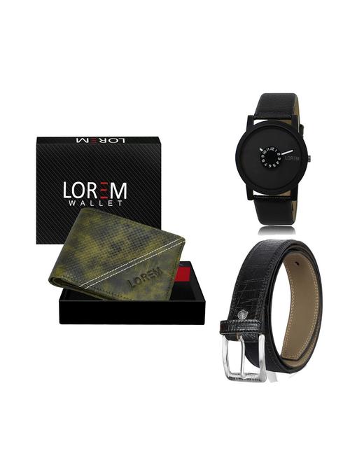 belt, wallet & watch leatherette gift combo - 19247336 - Very Small Image - 1