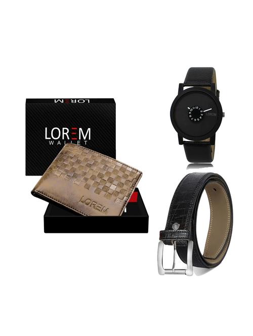 belt, wallet & watch leatherette gift combo - 19247344 - Very Small Image - 1