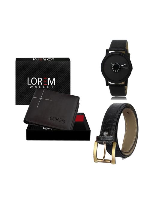 belt, wallet & watch leatherette gift combo - 19247373 - Very Small Image - 1