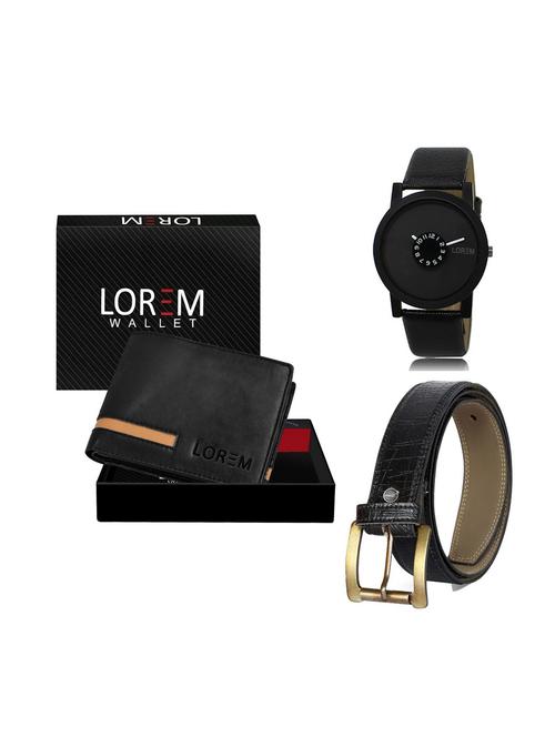 belt, wallet & watch leatherette gift combo - 19247379 - Very Small Image - 1