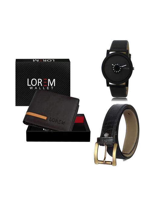 belt, wallet & watch leatherette gift combo - 19247385 - Very Small Image - 1