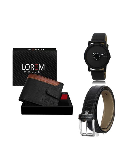 belt, wallet & watch leatherette gift combo - 19247402 - Very Small Image - 1