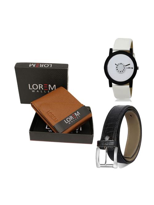 belt, wallet & watch leatherette gift combo - 19247410 - Very Small Image - 1