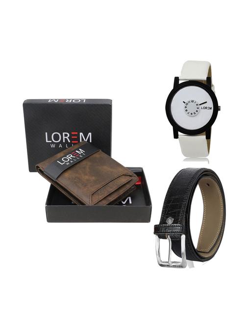 belt, wallet & watch leatherette gift combo - 19247432 - Very Small Image - 1