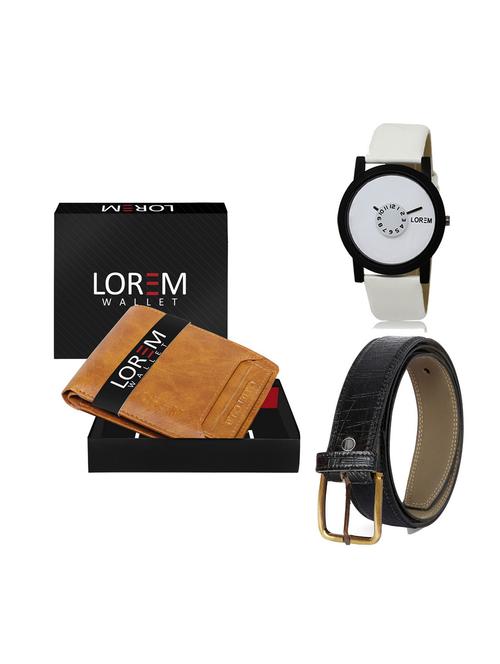 belt, wallet & watch leatherette gift combo - 19247435 - Very Small Image - 1