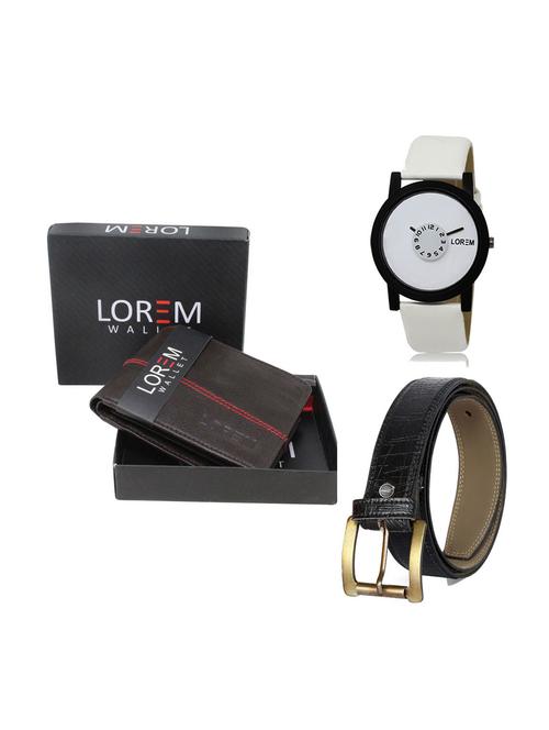 belt, wallet & watch leatherette gift combo - 19247439 - Very Small Image - 1