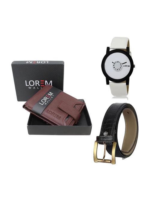 belt, wallet & watch leatherette gift combo - 19247451 - Very Small Image - 1
