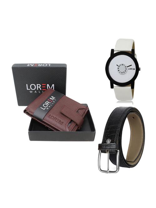 belt, wallet & watch leatherette gift combo - 19247454 - Very Small Image - 1