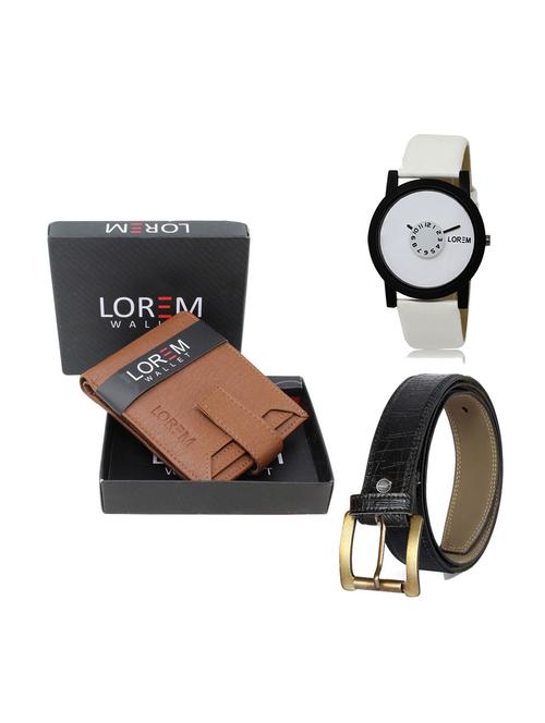belt, wallet & watch leatherette gift combo - 19247457 - Very Small Image - 1