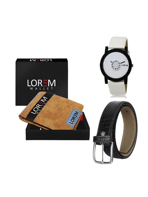 belt, wallet & watch leatherette gift combo - 19247466 - Very Small Image - 1