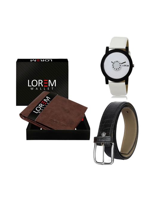 belt, wallet & watch leatherette gift combo - 19247472 - Very Small Image - 1
