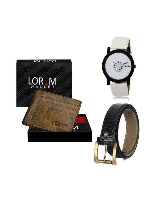 belt, wallet & watch leatherette gift combo - 19247511 - Very Small Image - 1