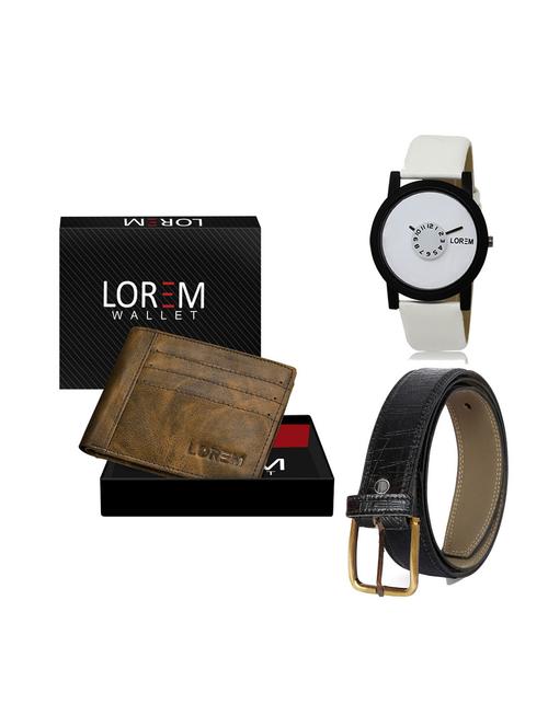 belt, wallet & watch leatherette gift combo - 19247513 - Very Small Image - 1