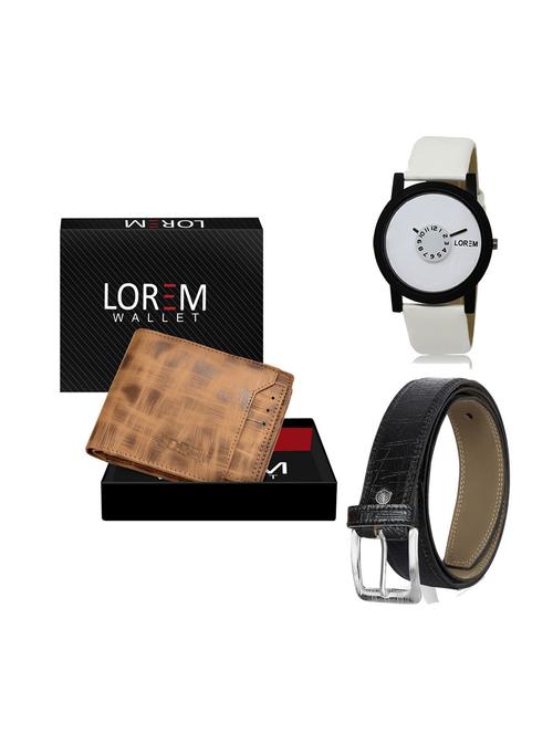 belt, wallet & watch leatherette gift combo - 19247528 - Very Small Image - 1