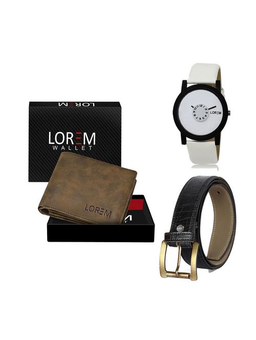 belt, wallet & watch leatherette gift combo - 19247547 - Very Small Image - 1