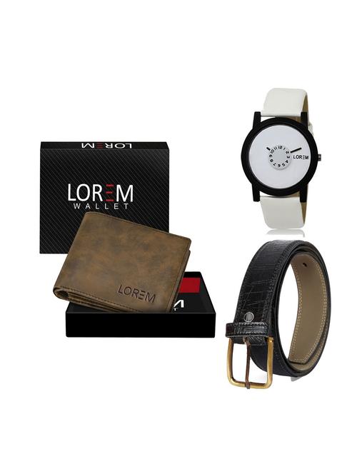 belt, wallet & watch leatherette gift combo - 19247549 - Very Small Image - 1