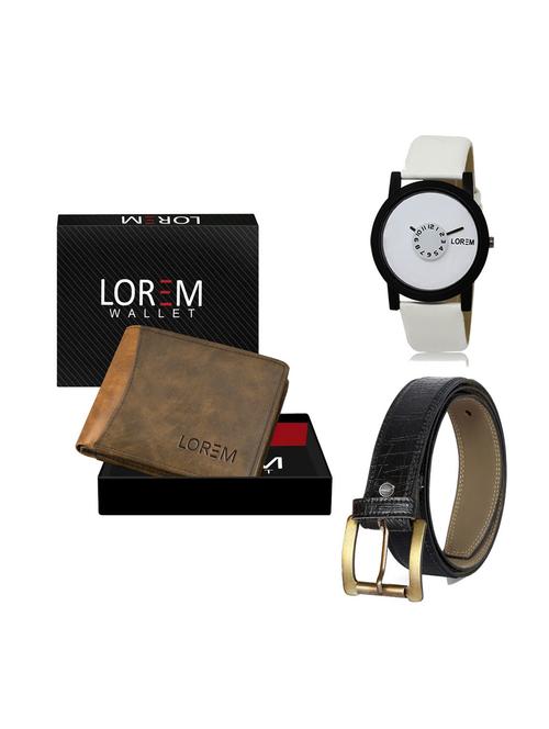 belt, wallet & watch leatherette gift combo - 19247553 - Very Small Image - 1