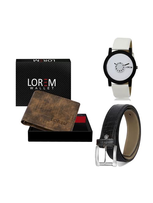 belt, wallet & watch leatherette gift combo - 19247566 - Very Small Image - 1