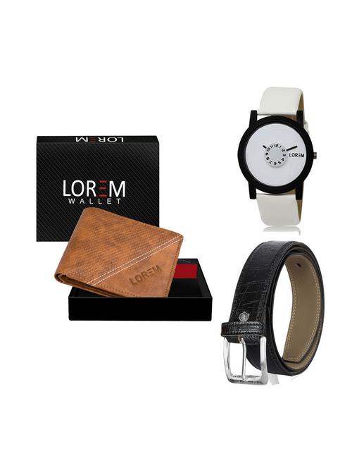 belt, wallet & watch leatherette gift combo - 19247600 - Very Small Image - 1