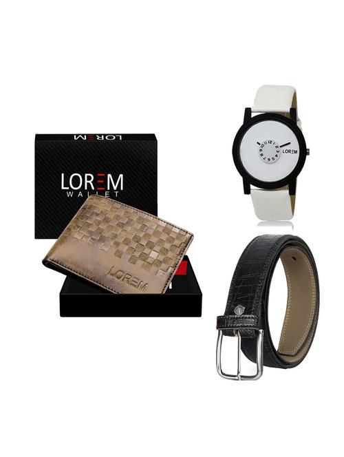 belt, wallet & watch leatherette gift combo - 19247616 - Very Small Image - 1