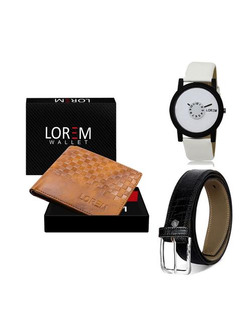 belt, wallet & watch leatherette gift combo - 19247623 - Very Small Image - 1