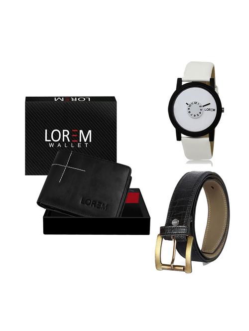 belt, wallet & watch leatherette gift combo - 19247637 - Very Small Image - 1