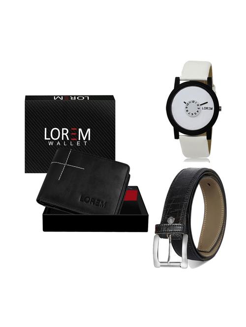 belt, wallet & watch leatherette gift combo - 19247638 - Very Small Image - 1