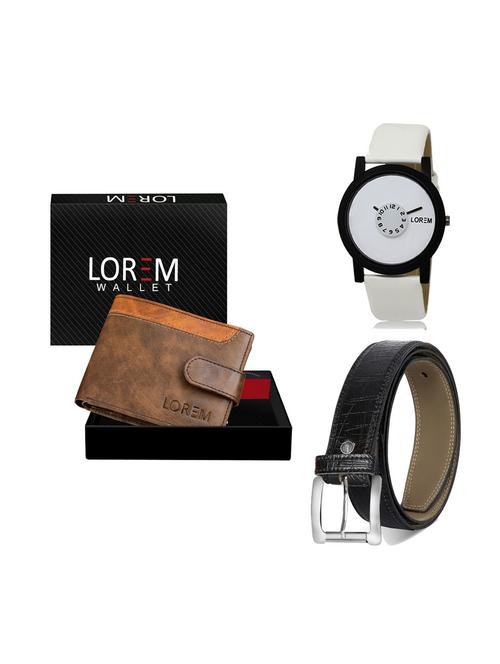 belt, wallet & watch leatherette gift combo - 19247662 - Very Small Image - 1