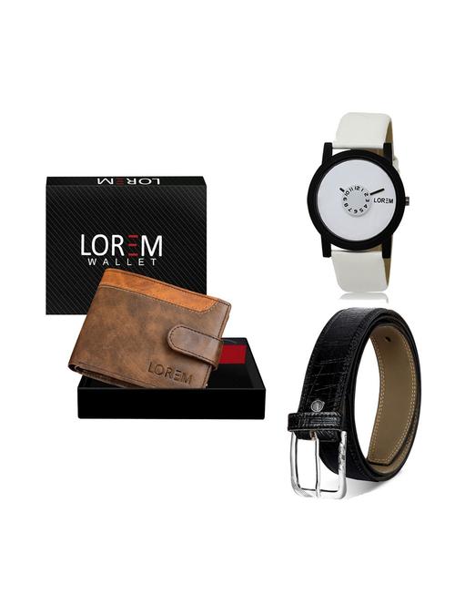 belt, wallet & watch leatherette gift combo - 19247665 - Very Small Image - 1