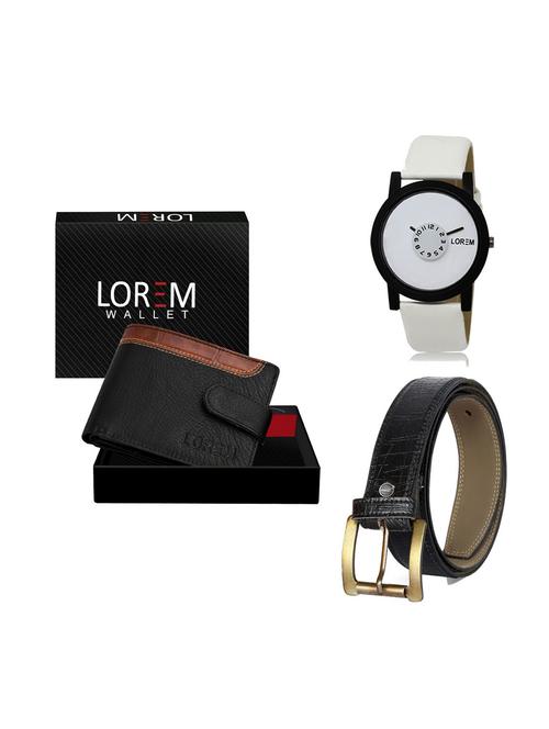 belt, wallet & watch leatherette gift combo - 19247667 - Very Small Image - 1
